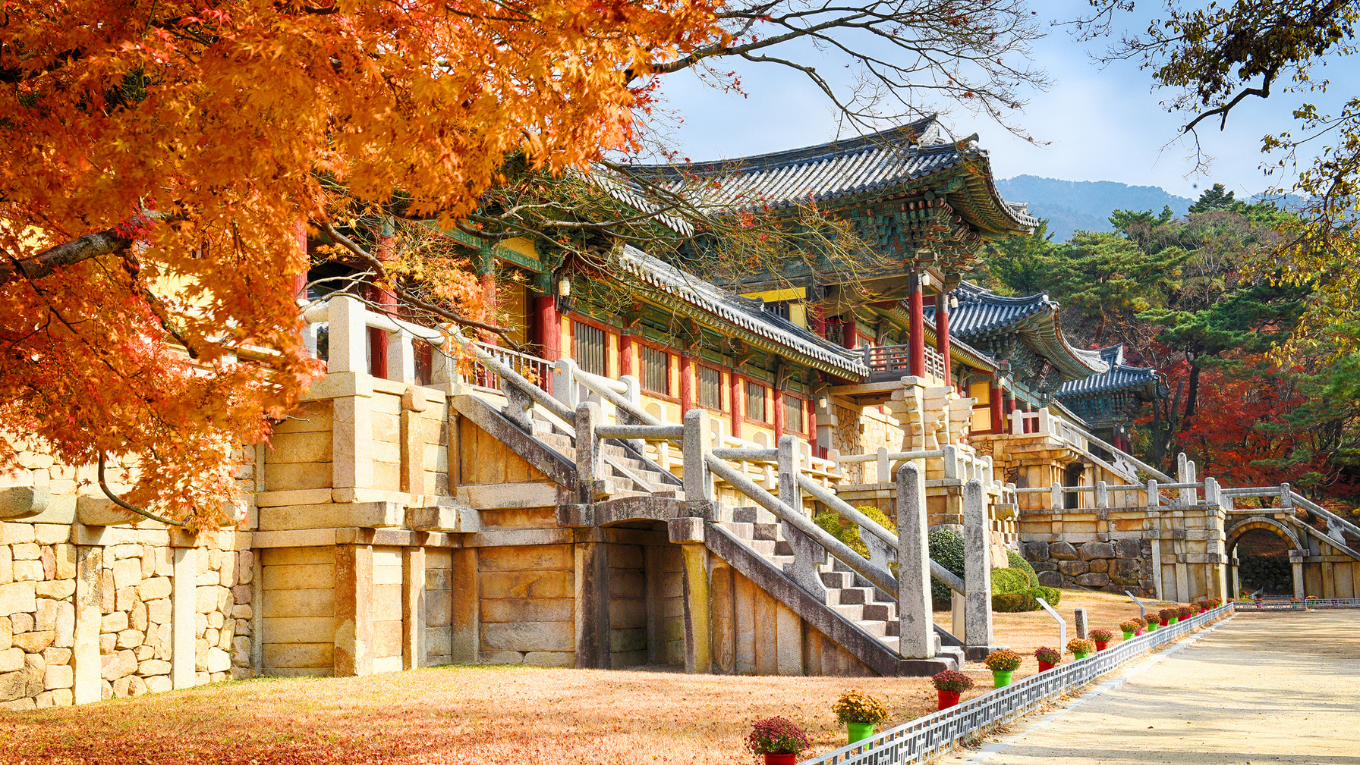 Chua Bulguksa Gyeongju mua thu