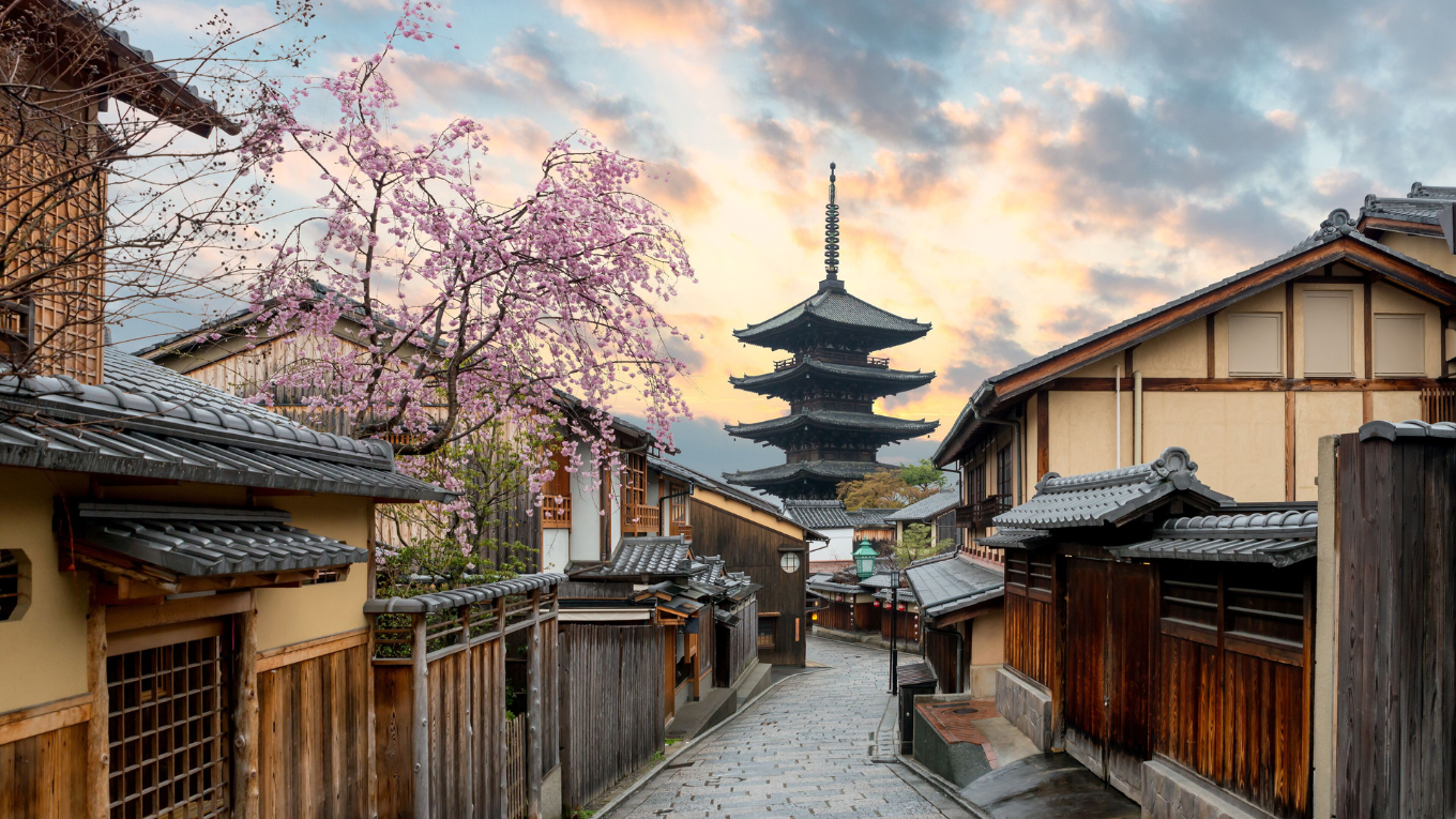 hoa anh dao pho co ninenzaka kyoto nhat ban